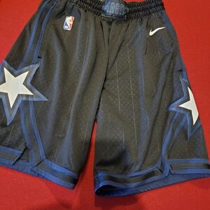 Nike Black and Blue Athletic Orlando Magic Shorts with Star Design
